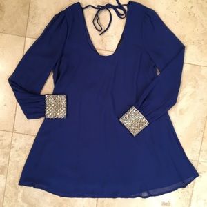 Royal blue long sleeve swing dress